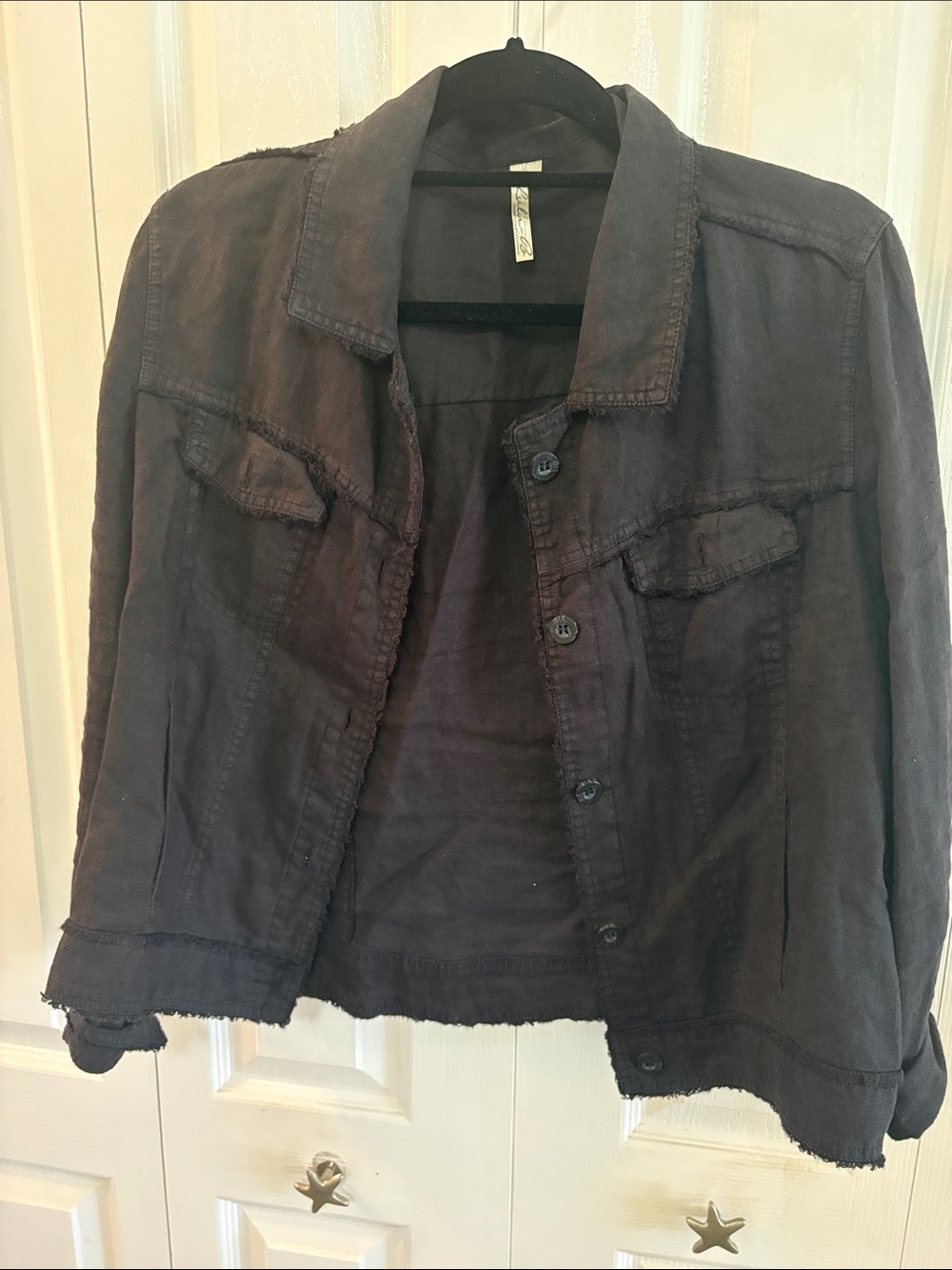 Lulu-B Washed Black Button-Front Jean Jacket